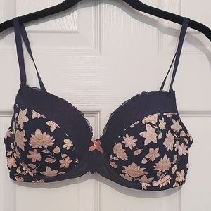 MARILYN MONROE NAVY LACE PRINT BRA 36D